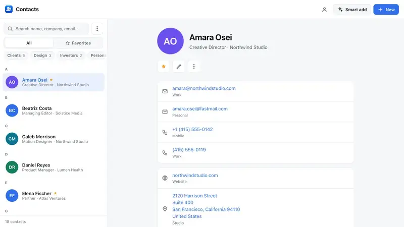Contacts screenshot