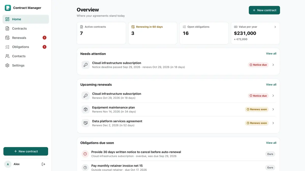 Contracts screenshot