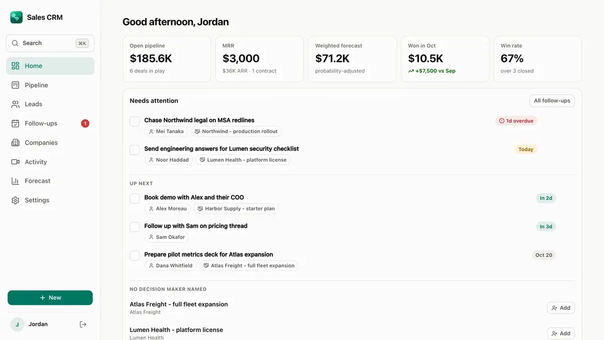 CRM screenshot