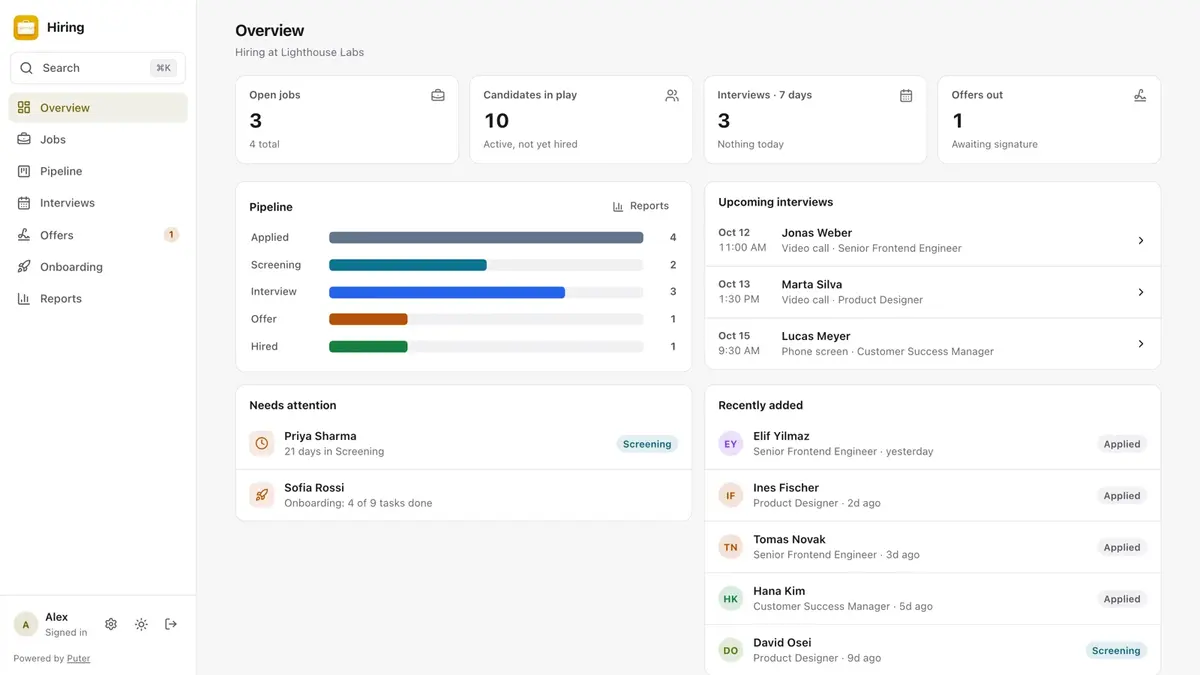 Hiring screenshot