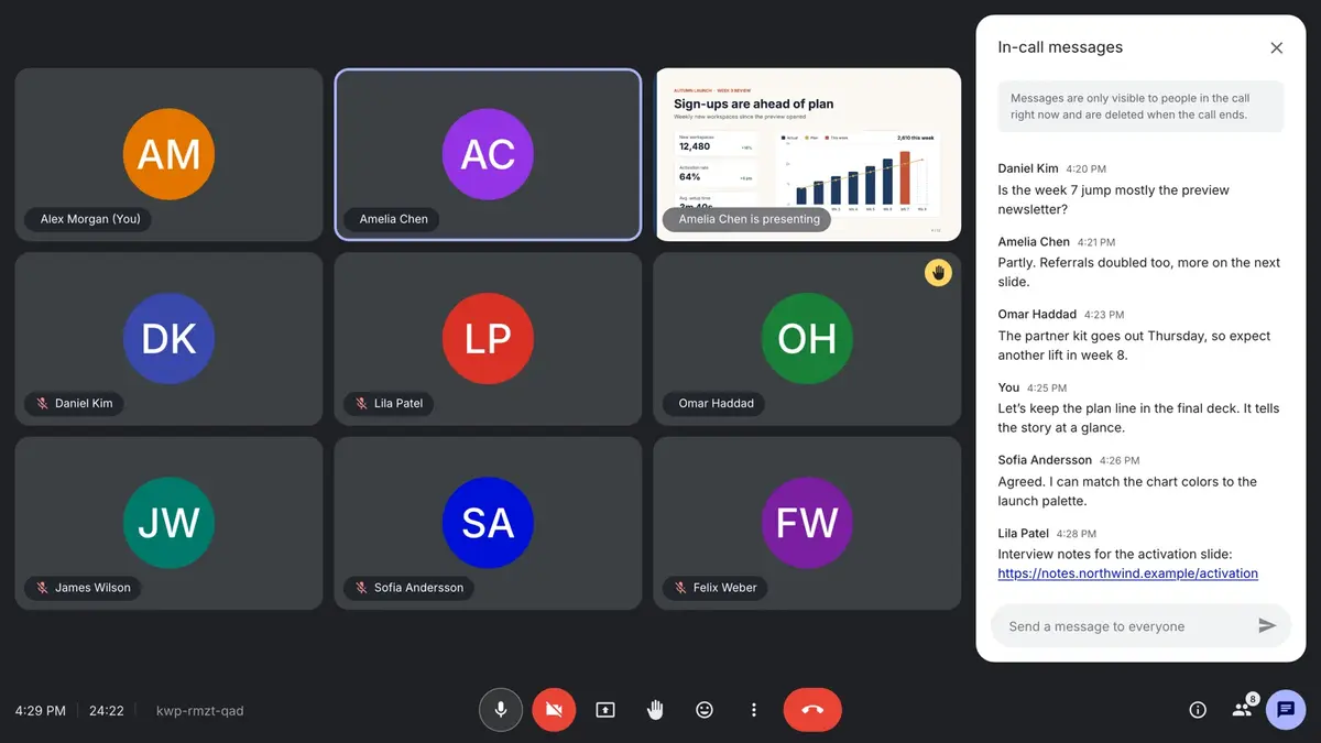 Meetings screenshot