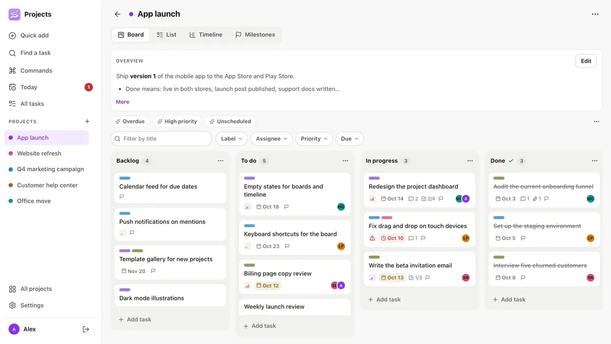 Projects screenshot